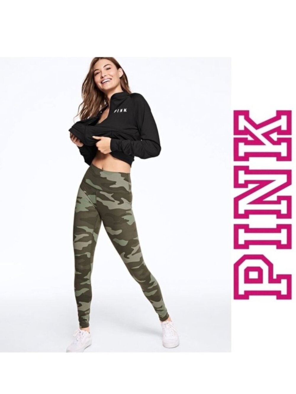 Victoria's Secret PINK | Green Camo Ultimate high waist leggings | Size Small